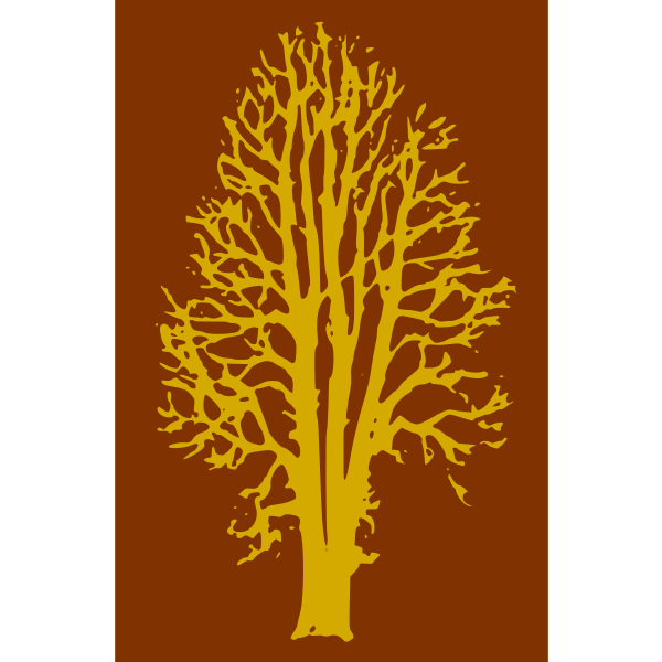 Vector clip art of beech tree silhouette in yellow