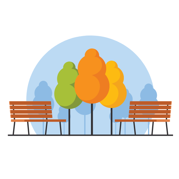 Benches in the park