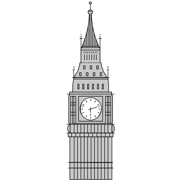 Gray Big Ben image | Free SVG