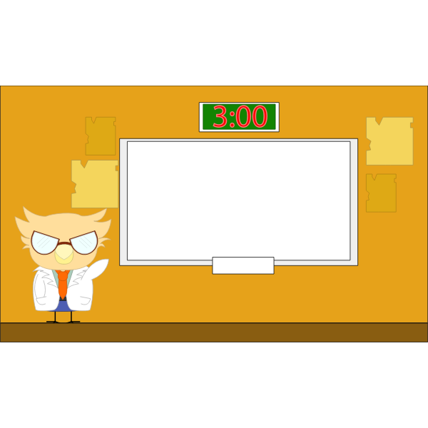 Image of teacher in front of a blackboard