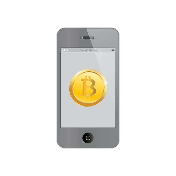 Bitcoin on iPhone vector illustration