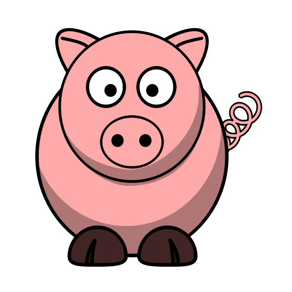 Vector drawing of cartoon pig with twisted tail