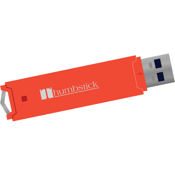 Vector illustration of red USB memory stick with strap holder