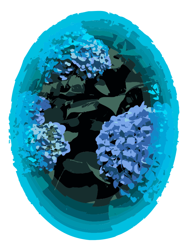 Hydrangea in a blue circle