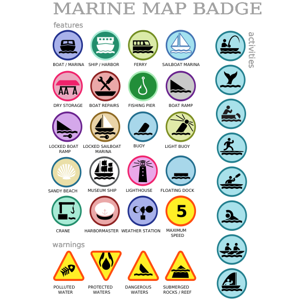 Marine map badges vector image