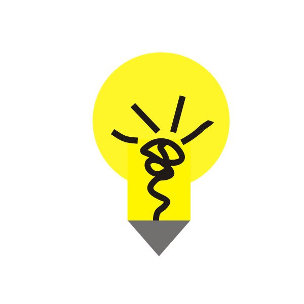 Vector clip art of yellow light bulb with a pointy end