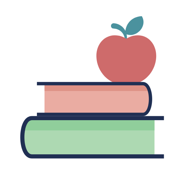Books and an apple