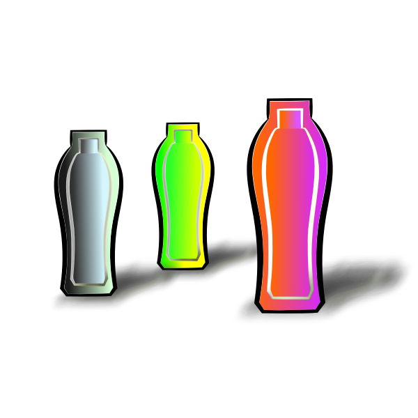 Vector illustration of three different colored drink containers