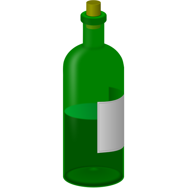 Green bottle with label vector
