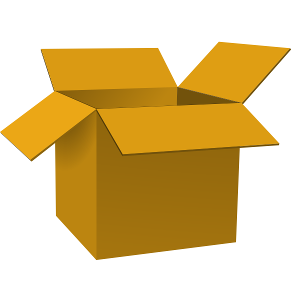 Dark brown open cardboard box vector illustration
