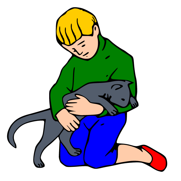 A boy and a cat