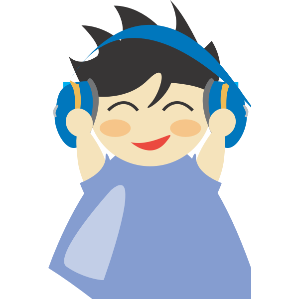 Boy with headphone vector drawing
