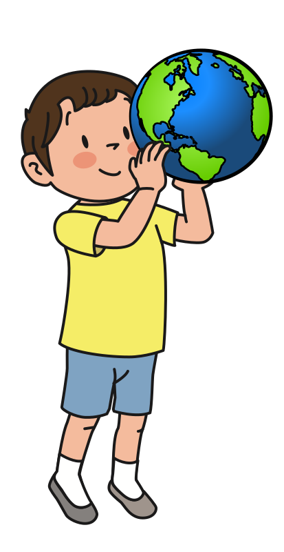 Young Boy Holds the Earth