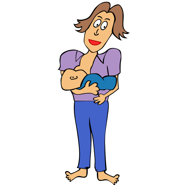 Breast Feeding Mother Cartoon Image | Free SVG
