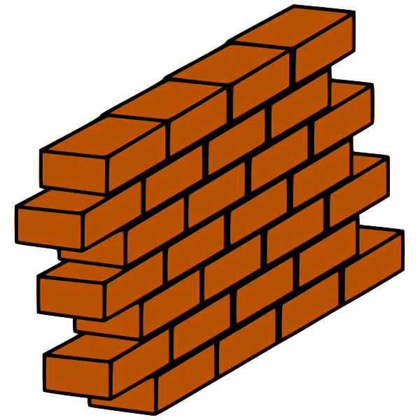 Red brick wall with bricks sticking out vector clip art