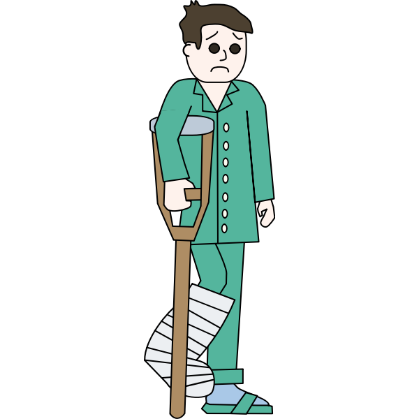 Sad man with broken leg vector illustration
