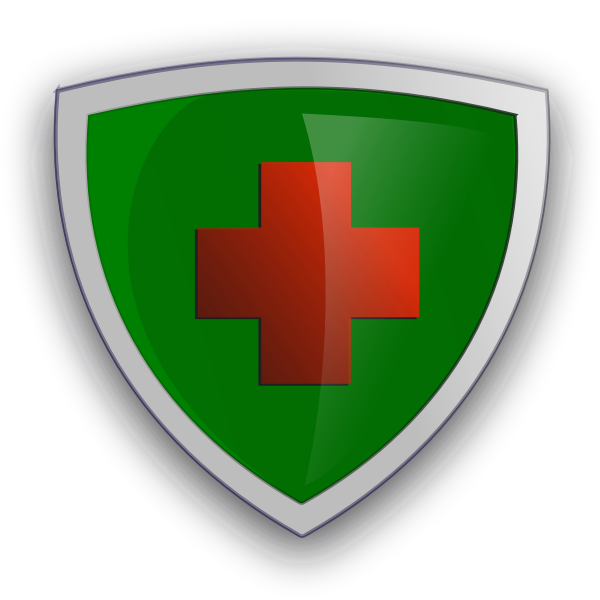 Shield with red cross vector