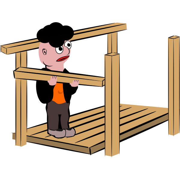 Vector Illustration Of Man Building A Timber Frame Free Svg
