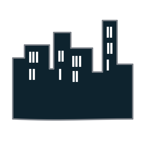 Vector clip art of black outline of a skyline