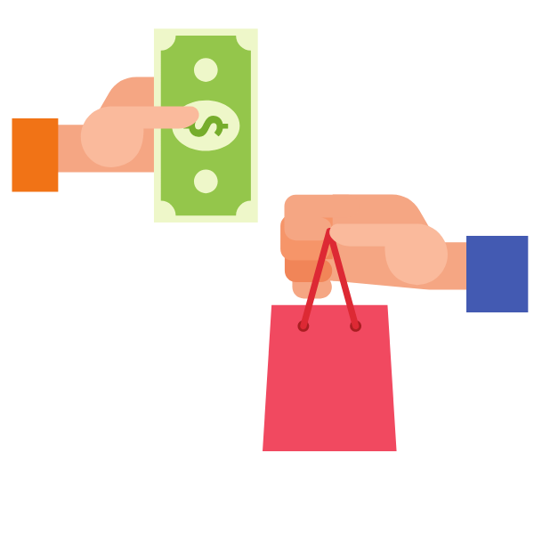 Buying with cash concept