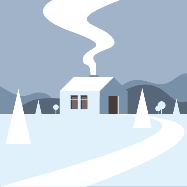 A cabin in the winter