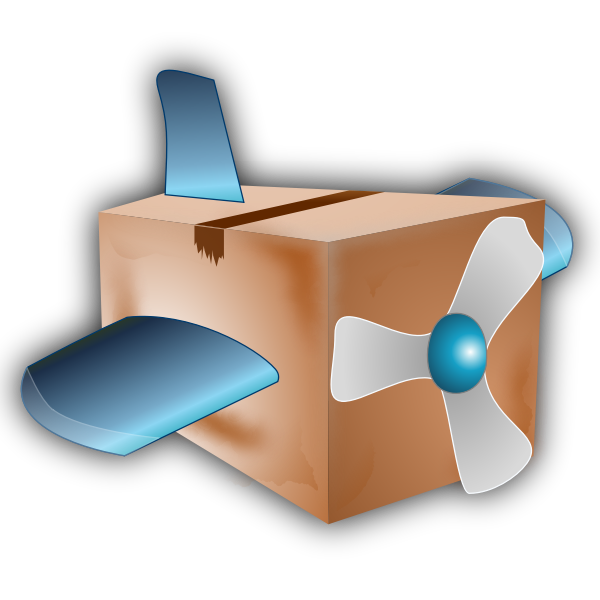 Vector image of carton box propeller plane