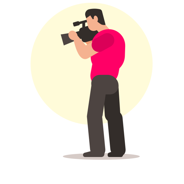 Cameraman Holding Video Camera