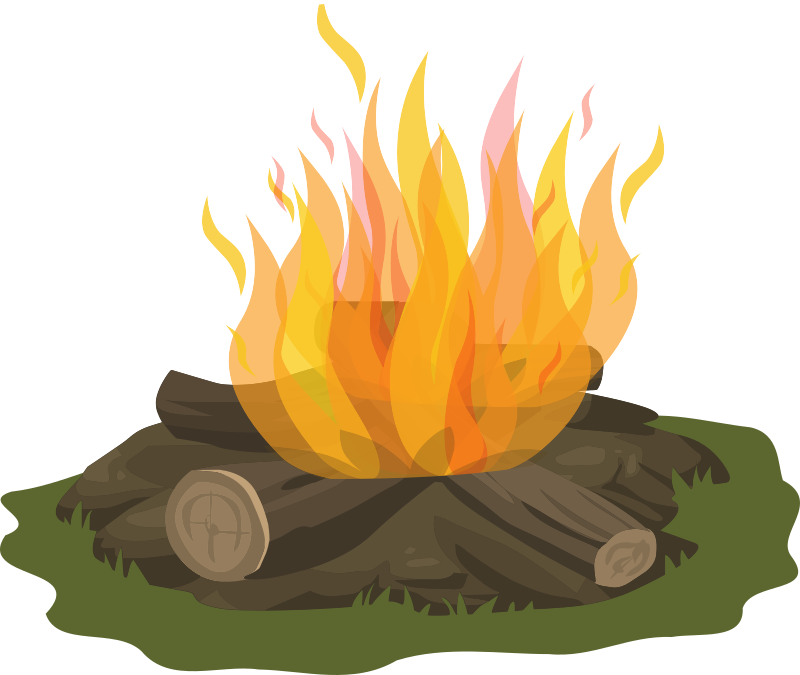 Campfire with flames