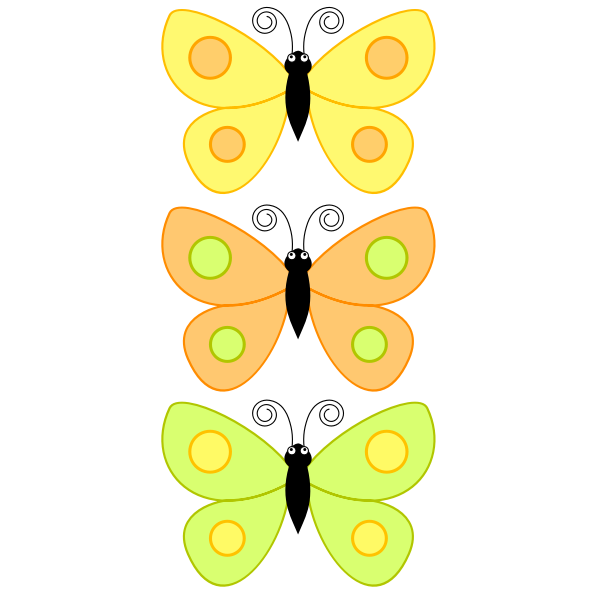 Three yellow butterflies