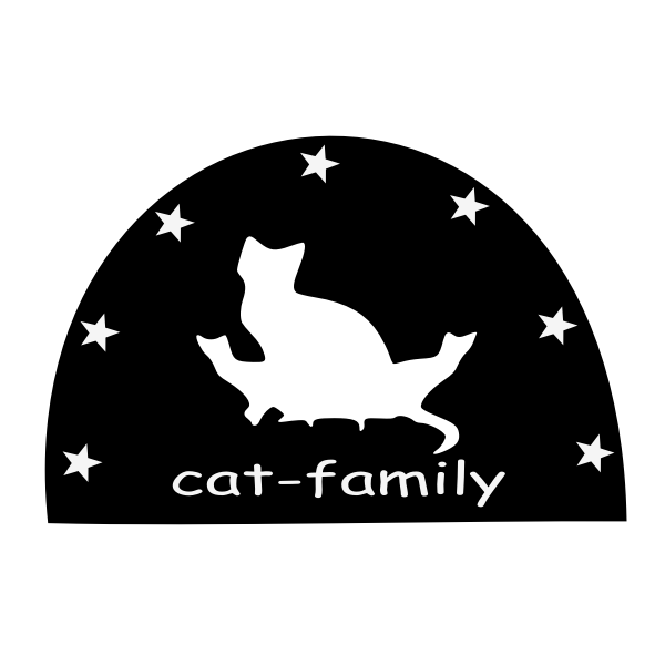 Graphics of cat family logo in black and white