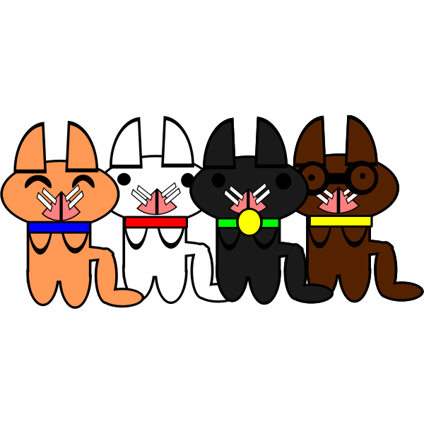 Vector image of cartoon kittens with pink noses