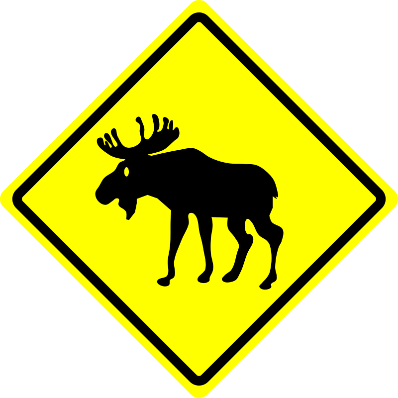 Moose crossing caution sign