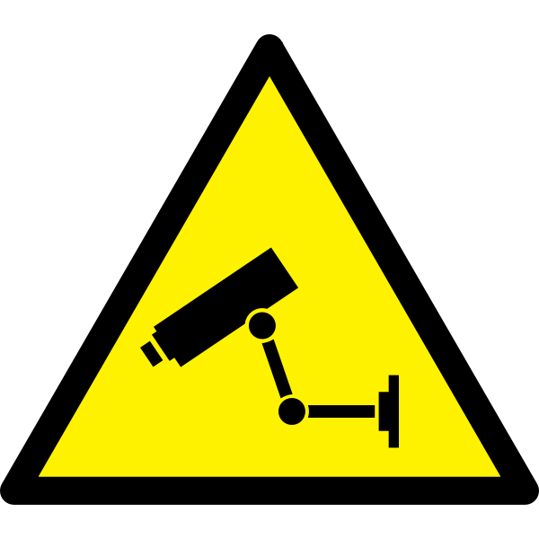 Video surveillance hazard warning sign vector image