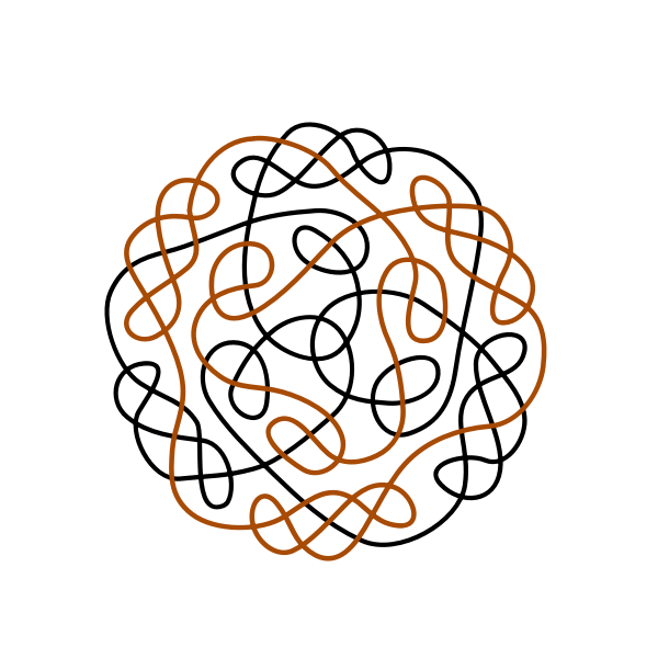 Graphics of black and orange flower shaped Celtic knot | Free SVG