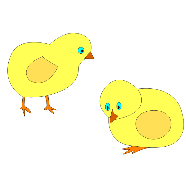 Vector image of two yellow chicks roaming around