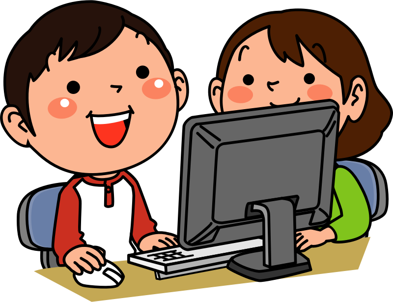 Children using desktop computer