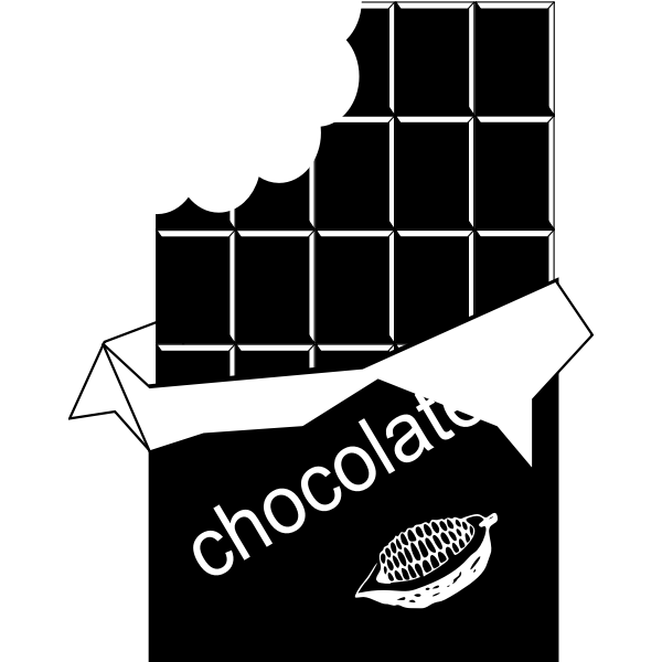 Vector drawing of black and white chocolate bitten off