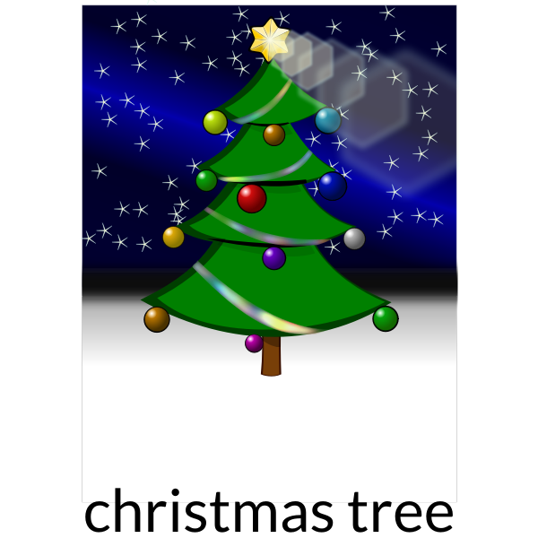 Christmas tree with light effects vector drawing