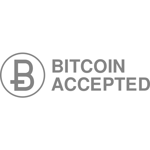 Bitcoin Accepted Gray button