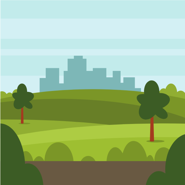 Green park outside of the city