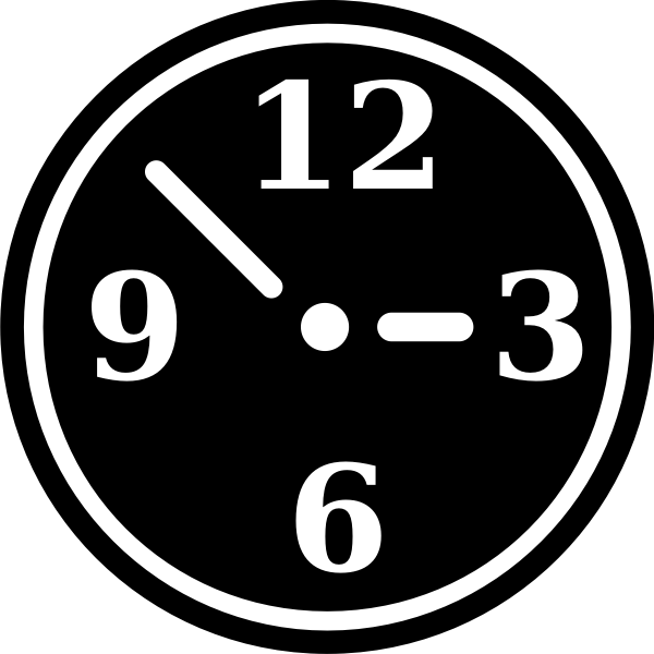 Vector drawing of black and white manual clock symbol | Free SVG
