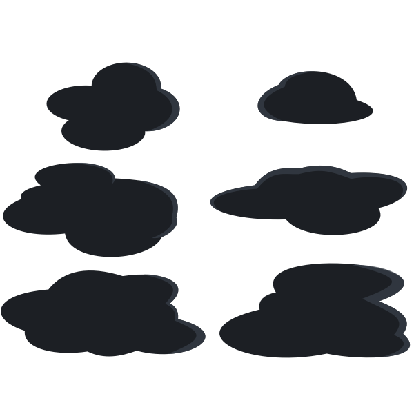 Dark grey clouds set vector clip art