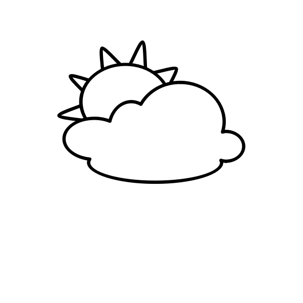 Outline symbol for partly cloudy sky vector illustration