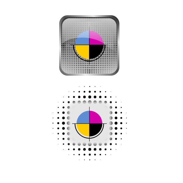 Vector drawing of icon set for CMYK color palette