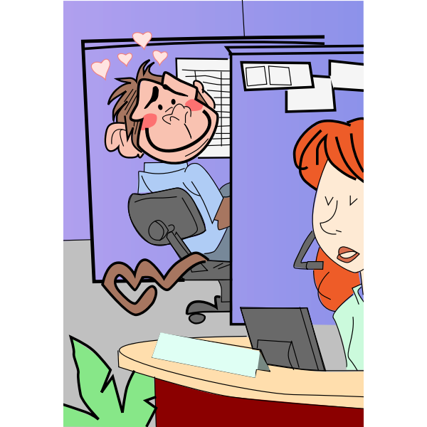 Monkey in office vector illustration