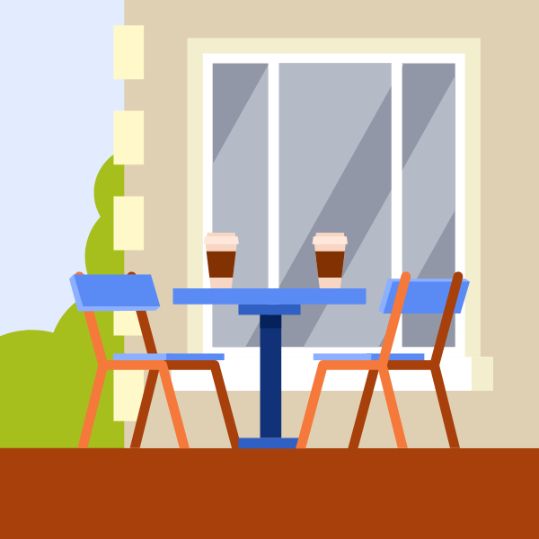 Coffee shop with outside tables
