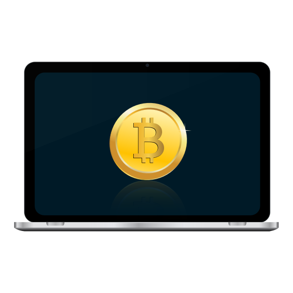 Bitcoin on laptop screen vector illustration - Free SVG