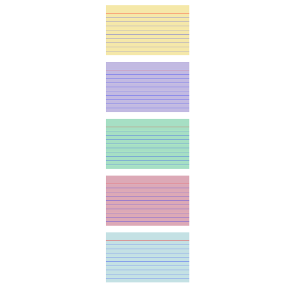 Five colored index cards image