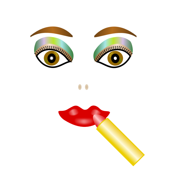Drawing of make-up on woman's face