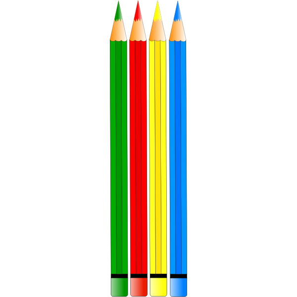Vector drawing of four colored pencils